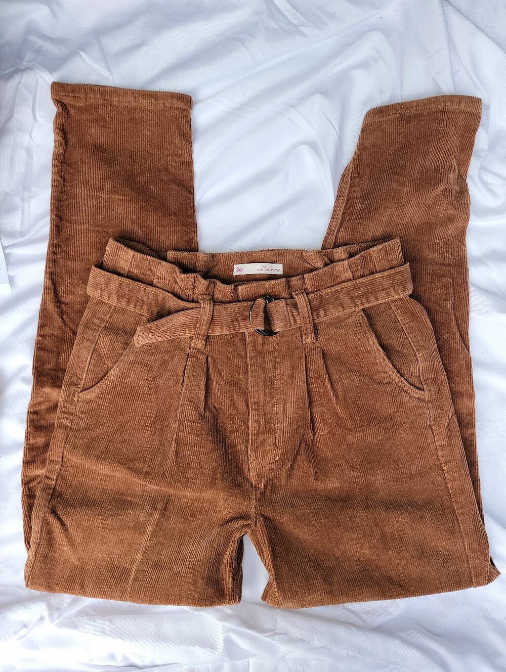 SO Brown Corduroy Belted Mom Jeans 5/27W